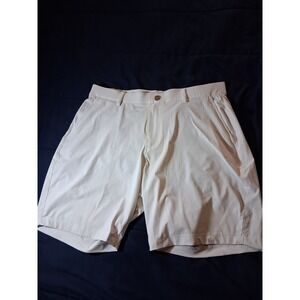 Redvanly Mens 9" Bright White Solid Hanover Elastic Waist Pull-On Shorts Large